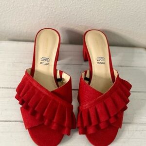 Liz Claiborne Red Ruffled Mules